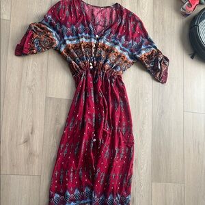Bohemian Red and Blue Dress